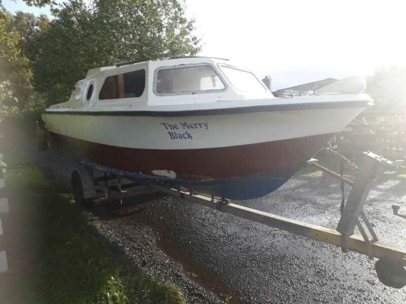 Norman 20ft Project Canal Cruiser Fishing Boat On Galvanised Broken