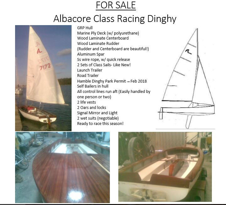 albacore class racing sailing dinghy: no reserve! for sale